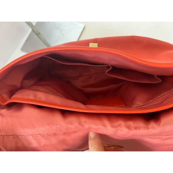 COACH Orange Z Leather Crossbody Flap Duffle Tote Bag Turnlock - Picture 10 of 13